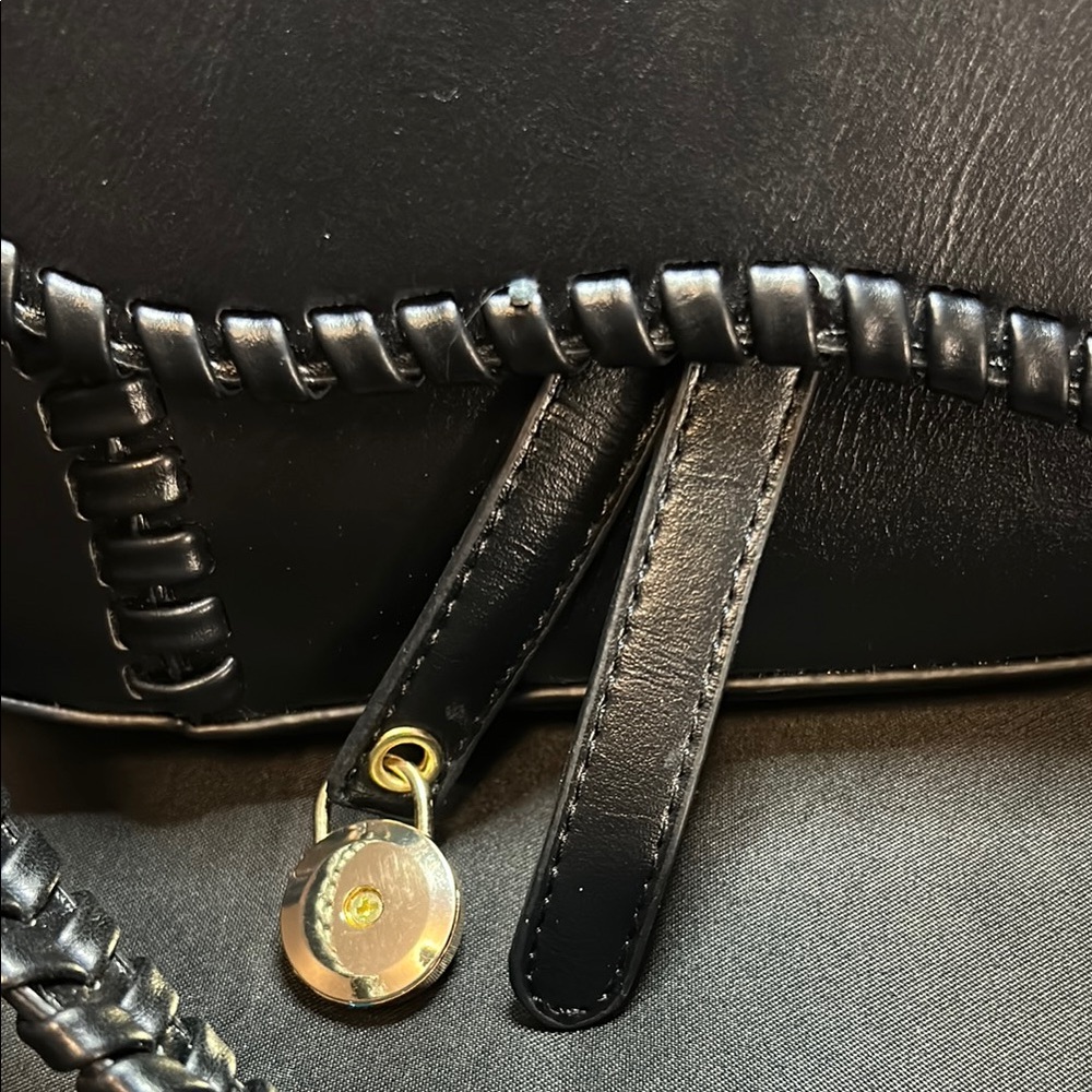 FOR STACY B Elegant Black Leather Women's Bag Saddle bag - Picture 3 of 11